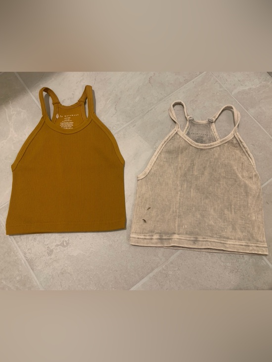Free People Tops - Free People Movement Happiness Runs Set of 2 Ribbed Crop Tank Tops Size XS/S